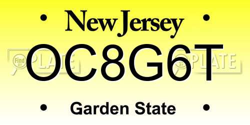 OC8G6T New Jersey License Plate