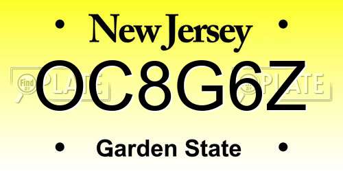 OC8G6Z New Jersey License Plate