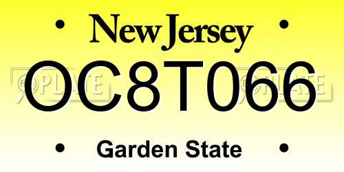 OC8T066 New Jersey License Plate