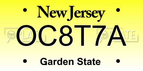 OC8T7A New Jersey License Plate