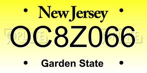 OC8Z066 New Jersey License Plate