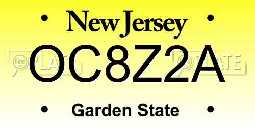 OC8Z2A New Jersey License Plate
