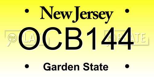 OCB144 New Jersey License Plate
