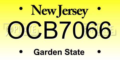 OCB7066 New Jersey License Plate