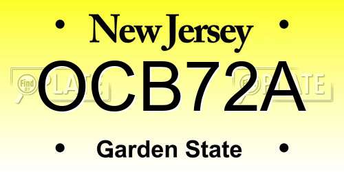 OCB72A New Jersey License Plate