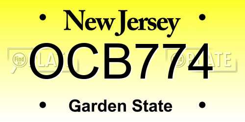 OCB774 New Jersey License Plate