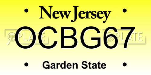 OCBG67 New Jersey License Plate