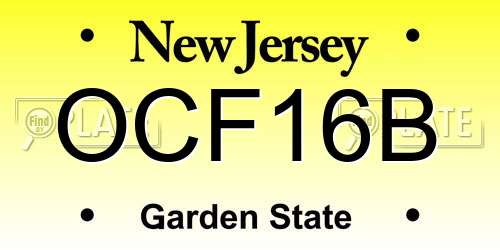 OCF16B New Jersey License Plate