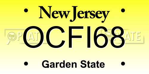 OCFI68 New Jersey License Plate