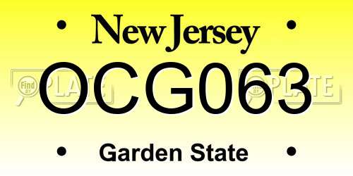 OCG063 New Jersey License Plate