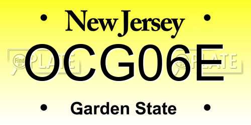 OCG06E New Jersey License Plate