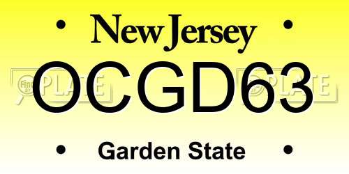 OCGD63 New Jersey License Plate