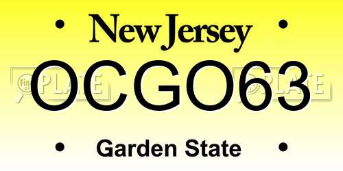 OCGO63 New Jersey License Plate