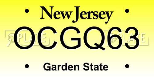 OCGQ63 New Jersey License Plate