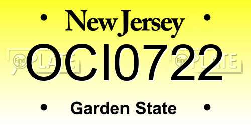 OCI0722 New Jersey License Plate