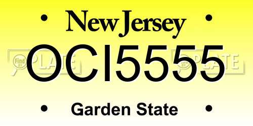 OCI5555 New Jersey License Plate