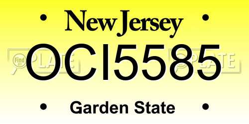 OCI5585 New Jersey License Plate