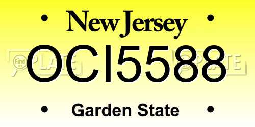 OCI5588 New Jersey License Plate