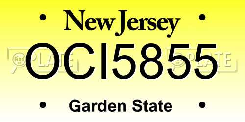 OCI5855 New Jersey License Plate