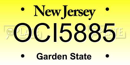 OCI5885 New Jersey License Plate