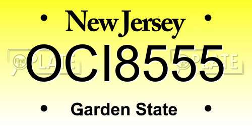 OCI8555 New Jersey License Plate