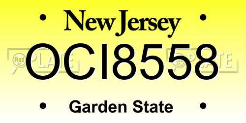 OCI8558 New Jersey License Plate