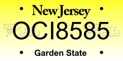 OCI8585 New Jersey License Plate