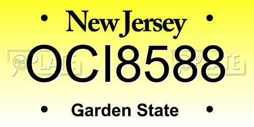OCI8588 New Jersey License Plate
