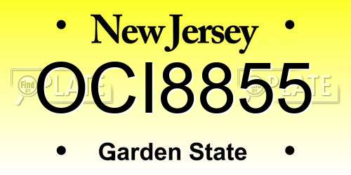 OCI8855 New Jersey License Plate