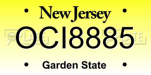 OCI8885 New Jersey License Plate