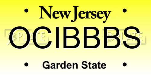 OCIBBBS New Jersey License Plate