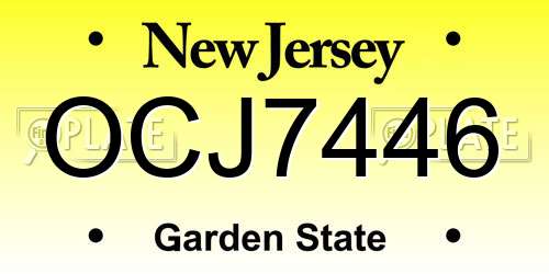 OCJ7446 New Jersey License Plate