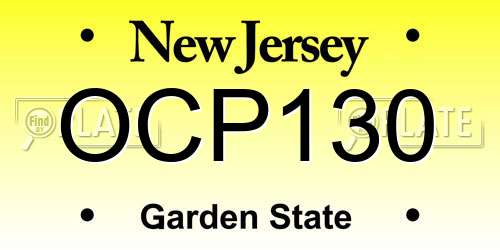 OCP130 New Jersey License Plate