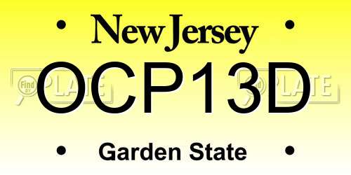 OCP13D New Jersey License Plate