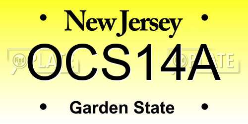 OCS14A New Jersey License Plate