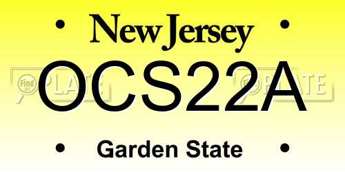 OCS22A New Jersey License Plate