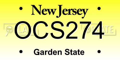 OCS274 New Jersey License Plate
