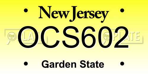 OCS602 New Jersey License Plate
