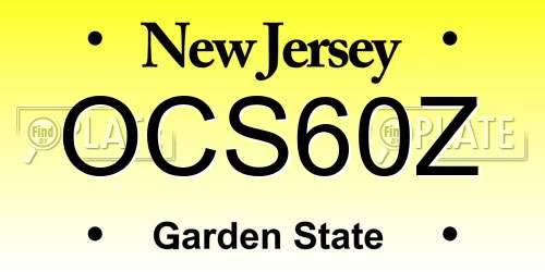 OCS60Z New Jersey License Plate