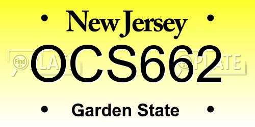 OCS662 New Jersey License Plate