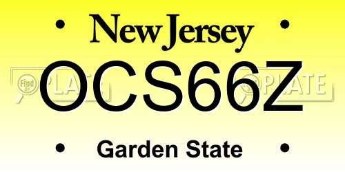 OCS66Z New Jersey License Plate