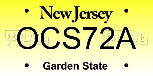 OCS72A New Jersey License Plate