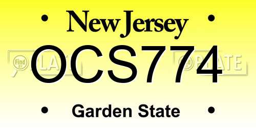 OCS774 New Jersey License Plate