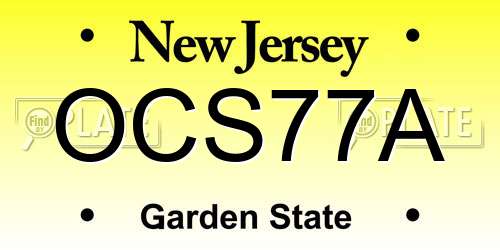 OCS77A New Jersey License Plate