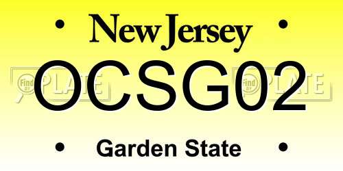 OCSG02 New Jersey License Plate