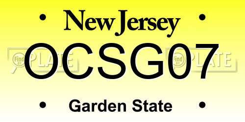 OCSG07 New Jersey License Plate
