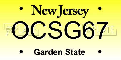OCSG67 New Jersey License Plate