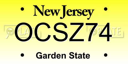 OCSZ74 New Jersey License Plate