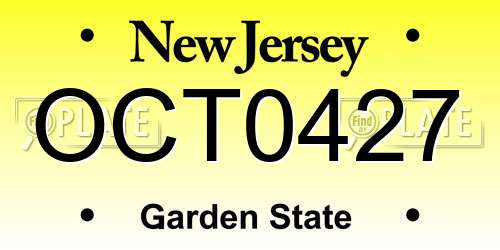 OCT0427 New Jersey License Plate