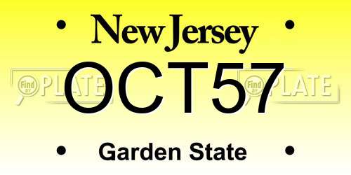 OCT57 New Jersey License Plate